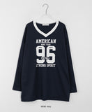 Delat Sporty Printing V-neck Over Long Sleeve Tee