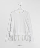 Kukyu Frill Shirring Long Sleeve Tee