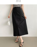 Back Zipper Slit H-line Long Skirt