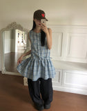 Venice Strap Sleeveless Check Mini One Piece