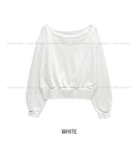 Loin crop off-shoulder sweatshirt