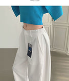 4-Season Folding Side Cut Inner Button Wide Slacks Pants