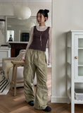 Titi wrinkle see-through layered long sleeves