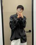Pocket Detail Overfit Leather Shirt