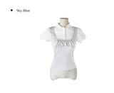 Mindum Fake Layered Shirring Bustier Puff Shirt