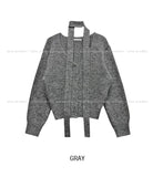 Lulu V-neck wool hair cardigan scarf set