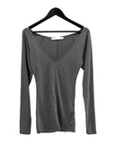 Mutton Sleeve Deep V-Neck Long T-Shirt