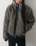 Nupe Two-Tone Fur Two-Way Zip-Up Jumper