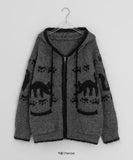 Bilforo Nordic Hood Wool Knit Zip-Up Cardigan