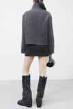 Mean high neck wool handmade short coat