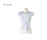 Larsen Flower Check Strap Lace Short Sleeve Shirt