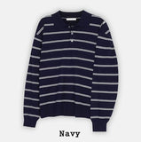 Kesio Multi-Stripe Henley Neck Knit