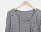 Madin Ribbon Dot Frill Long Sleeve T-Shirt