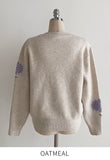 Elu Boucle Flower Lettering Embroidery Knit
