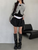 [U-BASIC] See-through Linen Ribbed Crop Cardigan