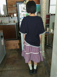 [BAONHAUS] Yanbi Check Lace Banding Midi Skirt