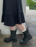 [BAONHAUS] Radonme Shirring Fringe Banding Midi Skirt