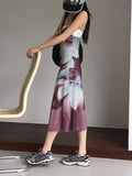 Reva Tie Dye Printed Shirring Strap Long One Piece