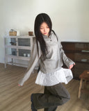 Chocoop dot collar button long sleeve T-shirt