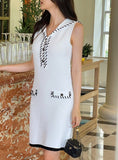 Jenny Color Matching Sailor Collar Knit Mini One Piece