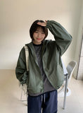 [unisex] Konite glossy string over hood wind jacket