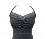 Pauline Shirred Lace Halter Sleeveless