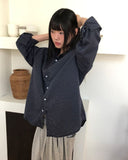 Big check collar overfit long-sleeved shirt