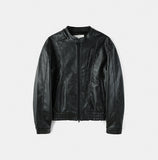 The Non Washed Stand Collar Leather Jacket