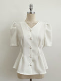 Benzel V-neck Peplum Blouse