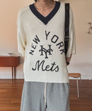 New York color matching v-neck knit