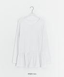 Yunori Layered Side Shirring Frill Long Sleeve Tee
