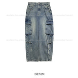 Tin washed strap cargo denim