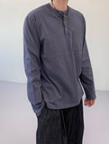 Front button henley neck basic T-shirt