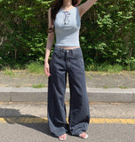Cooling Tencel Cut Summer Banding Thin Wide Denim Pants