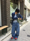 Hamir Side Button Denim Wide Pants