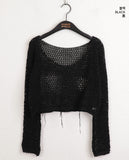 Runt vintage damage net net crop long sleeve knit