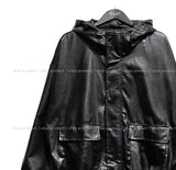 Binsi Pocket Overfit Hood Leather Jumper