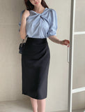 Natale Pin Tuck Shirring Wrap Skirt