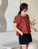 Melen Square Neck Puff Blouse