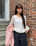Pramer Basic V-neck Loose Fit Long Sleeve Knit