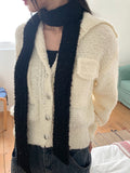 Lauder wool collar pocket knit long sleeve cardigan