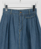 Yeni Banding Pocket Pintuck Denim Long Skirt