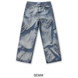 Heart Patch Washing Denim Pants