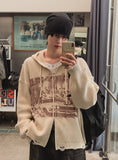 Atonic Lettering Hooded Zip-Up Knit