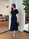 Andeu Cowl Neck Ruffle Mermaid Long One Piece