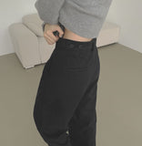 Wool Pin Tuck Button Adjust Wide Slacks