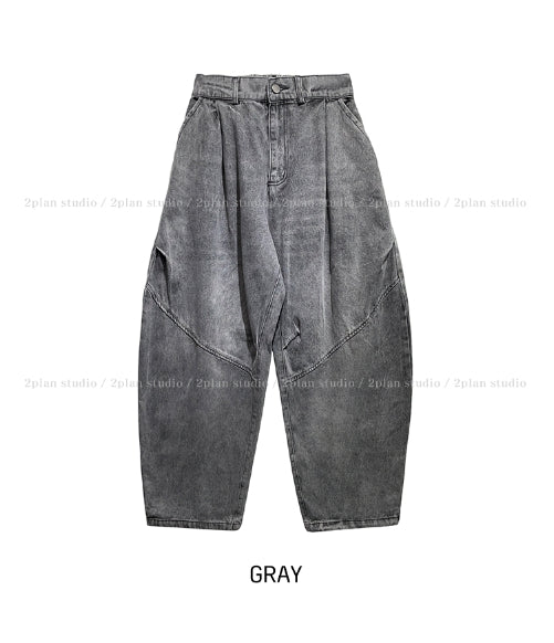 【2plan】Wavy Washing Pin Tuck Balloon Denim Pants 2plan (ツープラン) - ウェイビーウォッシュ加工ピンタック