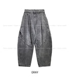 Wavy Washing Pin Tuck Balloon Denim Pants