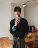 Cuff V-Neck Cropped Knit