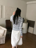 Tutu Stripe U Neck Slim Hood Long Sleeve T-Shirt